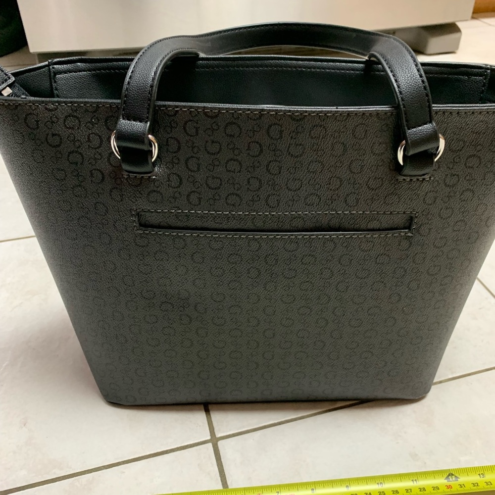 GUESS Embossed Black Tote Bag Zip Purse - Picture 8 of 10